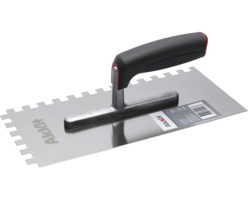 Gletieră zimțată inox Akkit 280x130 mm dinți 10 mm Gletieră cu dinți și mâner