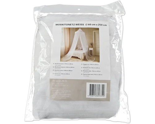 Plasă de țânțari albă, diametru 60 cm, lungime 250 cm, ambalată