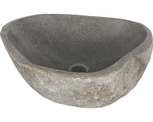 Lavoar pe blat din piatră naturală Differnz Lombok Ø40 cm natur Chiuvetă din piatră