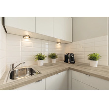 Bucătărie luminoasă cu chiuvetă, blat și aparate de bucătărie