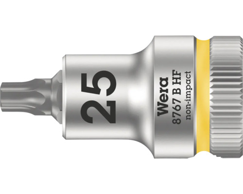 Cheie impact Wera 8767 B HF 3/8″, 25x35mm, profil TX, din oțel crom-vanadiu Cheie tubulară Torx Wera 8767 B HF non-impact, mărimea 25