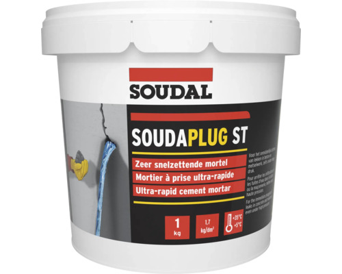 Mortar de ciment cu priză rapidă Soudal Soudaplug ST în găleată, 1 kg
