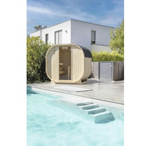 Saună independentă lângă piscină în grădină