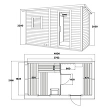 Desen tehnic al unei case de grădină cu dimensiuni