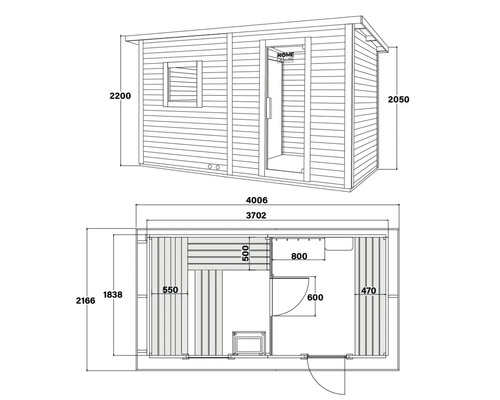 Desen tehnic al unei case de grădină cu dimensiuni