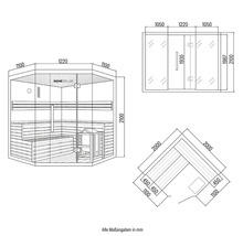 Desen tehnic al unei saune Home Deluxe cu dimensiuni