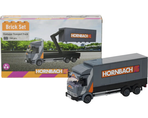 Set de construcție camion de transport containere Hornbach cu logo Hornbach