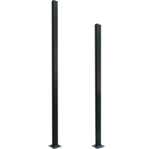 Doi stâlpi metalici de gard cu bază pătrată