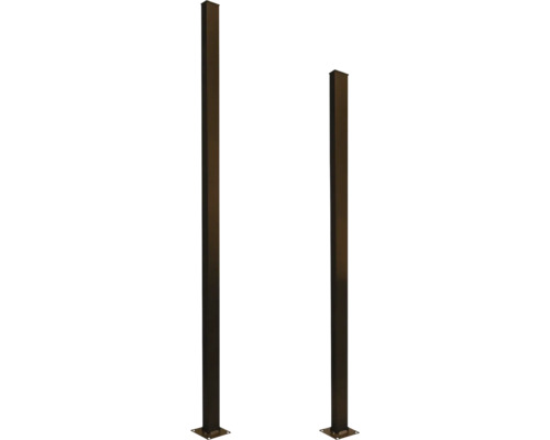 Stâlp panou jaluzea 6x4x130 cm maro Doi stâlpi de gard metalici cu formă pătrată