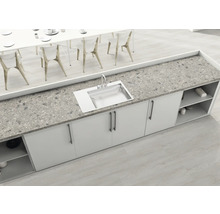 Chiuvetă de bucătărie din oțel inoxidabil cu blat și dulapuri inferioare