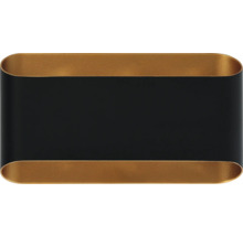 Aplică de perete dreptunghiulară din metal, negru și auriu