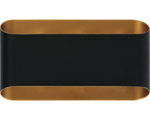 Aplică de perete dreptunghiulară din metal, negru și auriu