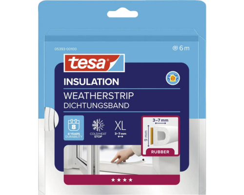 Bandă de etanșare Tesa pentru ferestre și uși, potrivită pentru 6 metri, XL