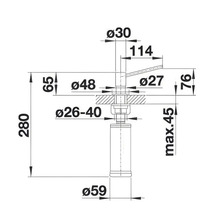 Desen tehnic al unui robinet cu dimensiuni