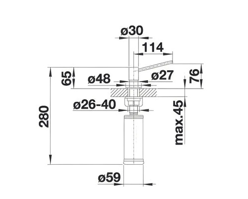 Desen tehnic al unui robinet cu dimensiuni