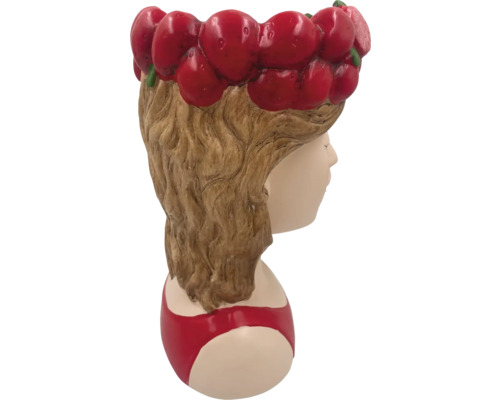 Ghiveci de flori în formă de cap de fată cu ghirlandă de flori de cireș