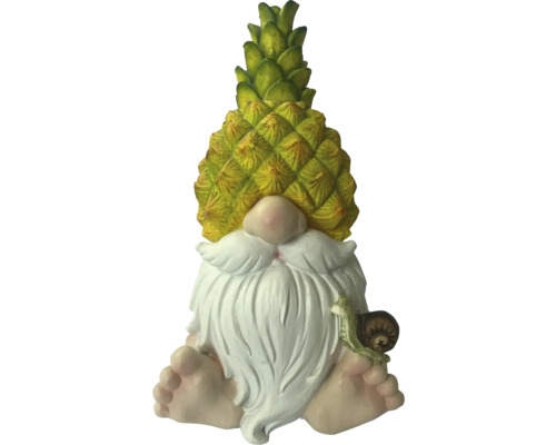 Gnom de grădină cu pălărie de ananas și melc