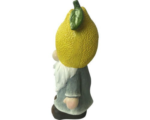 Gnom de grădină cu pălărie de lămâie ca decor