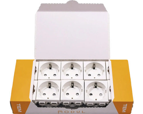 Ștecăr Schuko TEM Modul multiplu, de șase bucăți, în ambalaj