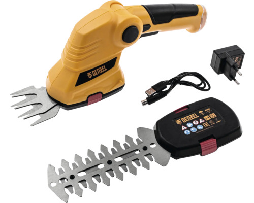 Foarfecă de iarbă și arbuști cu acumulator Denzel cu accesorii