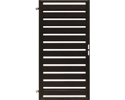 Poartă pietonală lamelă dreaptă 90x180 cm maro Poartă de grădină metalică cu lamele orizontale