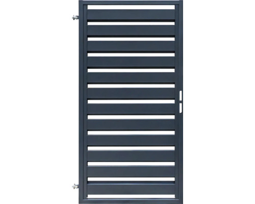 Poartă pietonală lamelă dreaptă 90x180 cm gri Poartă de grădină din metal cu lamele orizontale