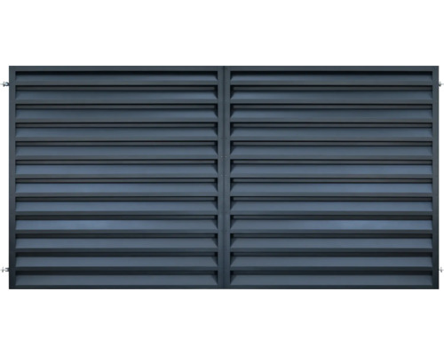 Poartă dublă auto jaluzea 350x180 cm gri Gard cu lamele din metal, două elemente