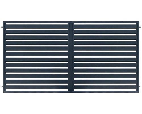 Poartă dublă auto lamelă dreaptă 350x180 cm gri Poartă dublă cu lamele orizontale