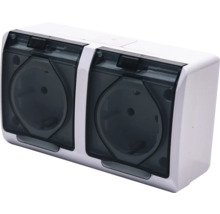 Priza dublă de exterior cu capac rabatabil