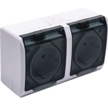 Priză dublă de exterior cu capac rabatabil