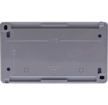 Cutie de joncțiune gri cu dimensiunile de 115 pe 60 milimetri și marcaj CE