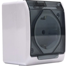 Priză pentru încăperi umede cu capac rabatabil