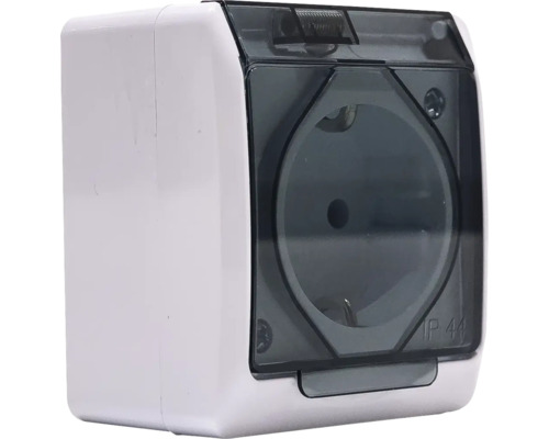 Priză pentru încăperi umede cu capac rabatabil