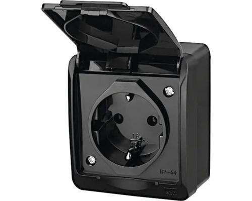 Priză cu contact de protecție pentru exterior cu capac deschis