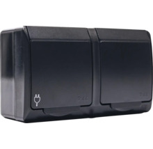 Priză dublă de exterior cu grad de protecție IP44