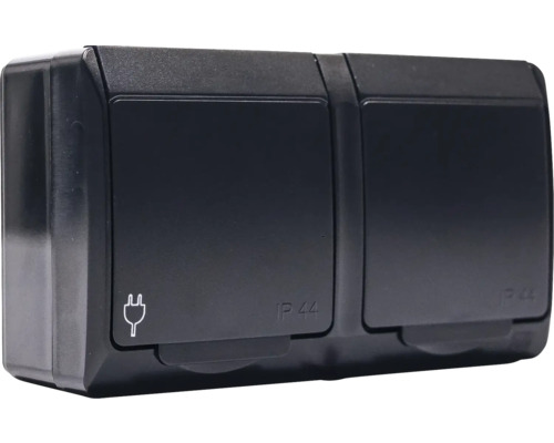 Priză dublă de exterior cu grad de protecție IP44