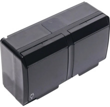 Priză dublă neagră pentru exterior