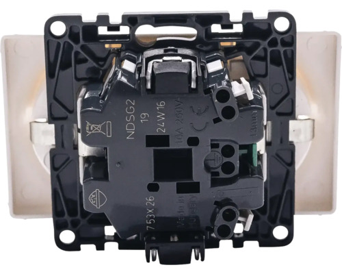 Imagine detaliată a unei prize cu cablaj deschis