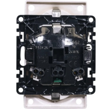 Partea din spate a unui întrerupător cu borne de conectare