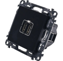 Priză neagră cu două porturi USB