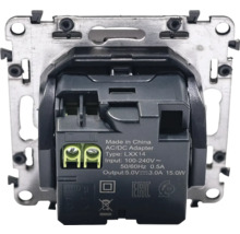 Vedere din spate a unui adaptor AC/DC cu placă de montaj