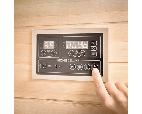 Panou de control al unei saune Home Deluxe cu afișaj digital și elemente de control