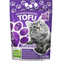 Așternut pentru pisici din tofu cu parfum de lavandă, în ambalaj de 5 litri