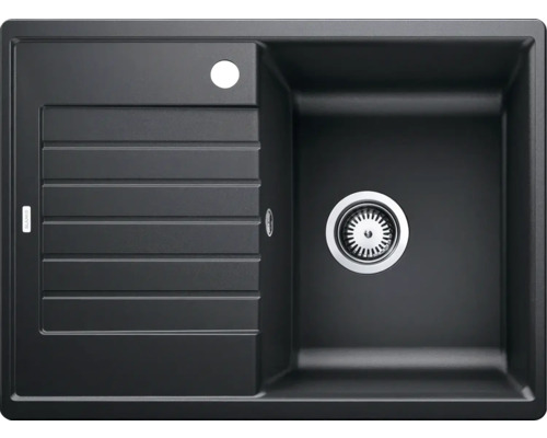 Chiuvetă bucătărie silgranit 1 cuvă Blanco ZIA 45 S Compact 50x68 cm cu picurător antracit Chiuvetă neagră cu picurător și coș de sită