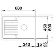 Desen tehnic al unei chiuvete de bucătărie cu dimensiuni