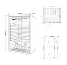 Desen tehnic al unei saune Home Deluxe cu dimensiuni