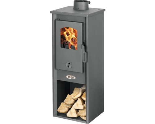 Sobă pe lemne cu lemne și bușteni care ard