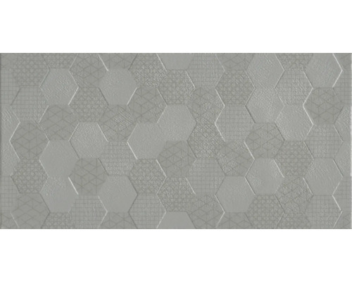 Faianță decorativă rectificată Grafen Hexagon Grey 30x60 cm Placă decorativă de perete cu modele hexagonale