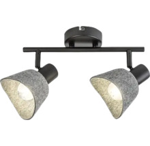 Lumină de plafon cu două spoturi din material textil și metal