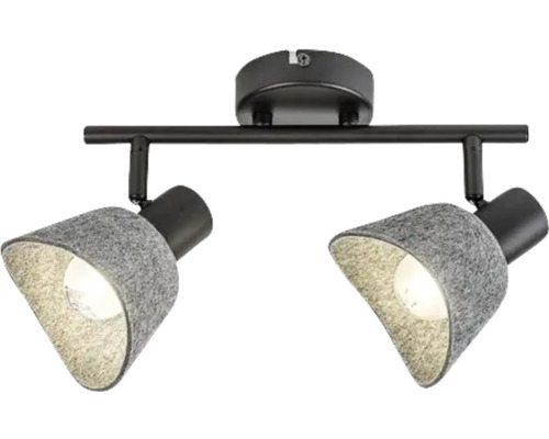 Șină spoturi Farelia E14 max. 2x10W, negru/gri Lumină de plafon cu două spoturi din material textil și metal